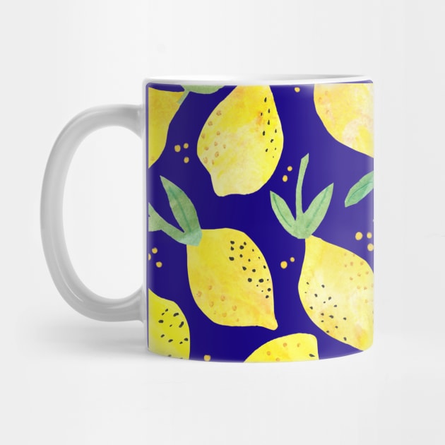 Whimsical Lemon Scatter Pattern - Hand Painted Watercolor by Maddyslittlesketchbook